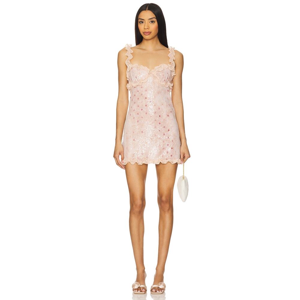 For Love & Lemons Sophia Sequin Mini Dress in Pink - Picture 4 of 9